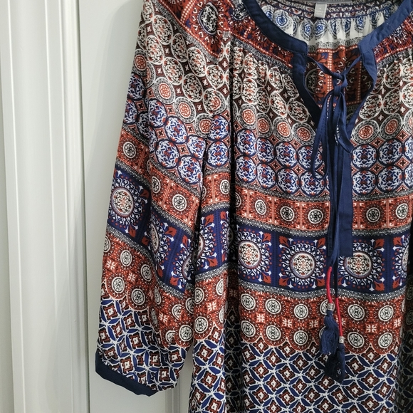 Danielrainn Boho Blouse Medium Size Blue and Orange. - Picture 4 of 6